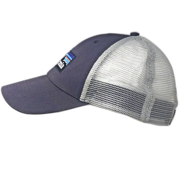 Patagonia Snap Back Trucker Hat Purple Mesh Cap VTG LOGO Patch Outdoors Hiking - Picture 2 of 9